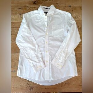 Eddie Bauer Shirt White Green‎ Mens Wrinkle Resistant Button Up M